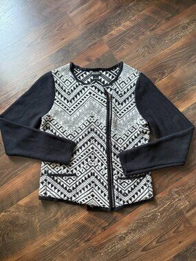 Lucky Brand Asymmetrical Aztec Moto Sweater Jacket - Size L